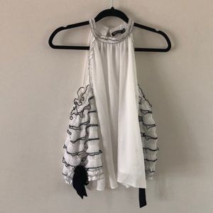 White and navy shirt